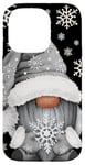 Coque pour iPhone 14 Pro Cool Grey Goth Gnome With Cute Snowflake Pattern For Winter