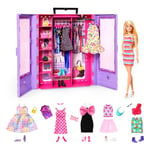 Barbie Bundle, Le Dressing de rêve de Barbie avec poupée (HJL66) + coffret de tenues et accessoires (HRG56), 2 jouets pour enfants 3 ans et +