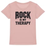 Tee Shirt "Rock Is My Therapy" - Pour Femme - Confectionné En France - Coton 100% Bio - Cadeau Rock Original Rigolo