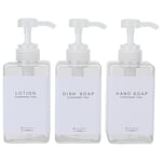 GOYISEE Flacons Rechargeables pour shampooing et après-shampoing pour Mur de Douche, Distributeur de shampooing et d'après-shampoing avec Pompe sans perçage (3 Bouteilles, Transparent)