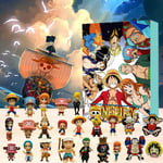 Adventskalender 2024 med 24 Julklappsleksaker Figur Cartoon One Piece Anime Figur Nedräkning till Jul för Barn Vuxna Blind Box