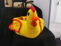 crochet yellow and red outline hen storage basket /best gift /easter gifts/egg s