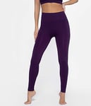 Hecvsus # Heart and Soul Varnish Tuxedo-Purple, Legging Femme Violet à Taille Haute, Long à la Cheville, avec Bande latérale cloutée Couleur Noire, Femme, 0119026RT1988-M/L, Aubergine, M/L