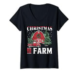 Womens Christmas On The Farm V-Neck T-Shirt