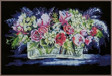 Vervaco Point De Croix Compté Kit Tableau Complet Set ROSES ET LILAS De Broderie Loisir Créatif Maison Decoration Cadeau DIY ca. 40 x 24 cm Counted Cross Stitch Embroidery