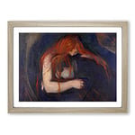 The Vampire Vol.1 By Edvard Munch Classic Painting Framed Wall Art Print, Ready to Hang Picture for Living Room Bedroom Home Office Décor, Oak A4 (34 x 25 cm)