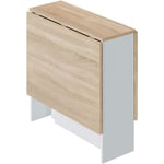 Table de cuisine pliante coloris chêne canadien / blanc artic - Hauteur 78 x Profondeur 31 x Longueur 77 cm