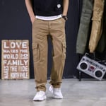 Jeans Pants High WaistMens Military Cargo Pants Multi-Pockets Baggy Men Cotton Pants Casual Overalls Army Trousers 30 Khaki