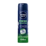 NIVEA MEN Déodorant spray Fresh Sensation (1 x 150 ml), Déodorant homme fraîcheur 72 h, Anti-transpirant parfumé longue durée à la formule INFINIFRESH unique