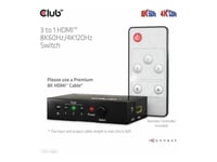 Club 3D Csv-1381 - Video-/Ljudomkopplare - 3-Till-1, 8K 60 Hz/4K 120 Hz - 4 X Hdmi - Skrivbordsmodell