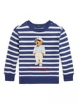 Ralph Lauren Kids' Bear Striped Sweatshirt, Navy/Multi