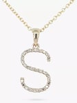 E.W Adams 9ct Gold Diamond Initial Pendant Necklace