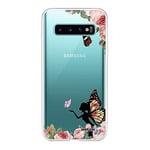 Evetane Coque Compatible avec Samsung Galaxy S10 360 intégrale Coque Avant arrière Resistant Fine Protection Solide Housse Etui Transparente Fée Papillon fleurale Motif Tendance