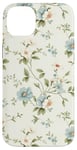 iPhone 14 Plus Light Blue Floral Bouquet with Green Leaves on Cream Case