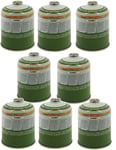 8 x 450g Camping / Fishing Gas Canisters - Cartridges - Refill Bottles Stove etc