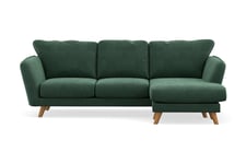 Trend Lyx 3-seter Divansofa Høyre - Grønn Fløyel Sofa med sjeselong