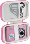 Dur Cas étui de Voyage Housse Porter pour AbergBest/pour CamKing Appareil Photo 21 Mega Pixels 2.7 LCD HD Digital Camera(Case Only) (Rose&Blanc)