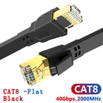 HENGSUR-Câble Ethernet CAT8,40Gbps,2000MHz,RJ45,10m,20m,30m,Patch Internet,pour Modem Routeur,Aan 8 - Type CAT 8-Flat-Black-3m