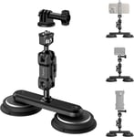 Support à Double Ventouse Magnétique 2 en 1 pour GoPro, Support de Caméra de Voiture Extérieur pour Caméras d'action, avec Bras Magique à Tête Sphérique Anti-Déflexion - 4467