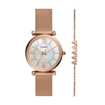 Montre Femme + Bracelet FOSSIL CARLIE ES5058SET Acier Gold Rose Mesh