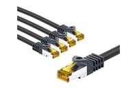 Rj45 Nätverkskabel S/Ftp (Pimf), 500 Mhz, Med Cat 7 Råkabel, 5 M, Svart, Set Om 5 St.