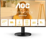 27" AOC Q27B3CF2/23, IPS 2560x1440, 1 ms, 100Hz Adaptive-Sync, höjdjusterbar, HDMI/USB-C, högtalare, USB 3.2-hubb