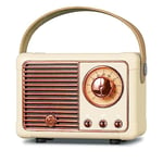 PRUNUS J-999 Mini Enceinte Bluetooth Rétro Portable, Petite Enceinte Radio FM avec Haut-Parleur Puissant 3W, Diaphragme de Basse, Appels Mains Libres, Enceinte Vintage Support USB/TF/AUX (Jaune)