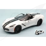 FR- Maisto CHEVROLET CORVETTE STINGRAY 2014 WHITE W/BLACK STRIPES 1:24 - MI32501