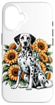 Coque pour iPhone 16 Sunflowers Dalmatian Dalmatians Dal Dally Dog