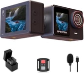 Caméra d¿Action 4K 60FPS Double Écran 48MP Étanche 40M WiFi Grand Angle 170° avec Micro Externe,Télécommande et Accessoires,Idéale pour Sports Nautiques,Randonnée,et Vlogging(Q1601)