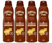 4x Hawaiian Tropic Protective Dry Oil Continuous Spray SPF 30 180 ml