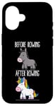 Coque pour iPhone 16 Avant et après Rowing Unicorn Rower