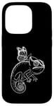 Coque pour iPhone 14 Pro Dessin au trait caméléon avec motif herpétologie Butterfly