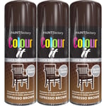 Paint Factory Colour It Quick Drying Paint Gloss Finish Espresso Brown 400ML x3