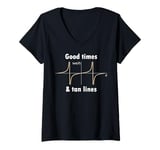 Womens Funny maths joke, tan lines, geek, science, physics V-Neck T-Shirt