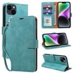 GOTOURED for iPhone 14 Plus Case Wallet,Phone Case 4 Card Slots, [RFID Blocking] [Wrist Strap] [Kickstand] Magnetic Shockproof Protective Leather Flip Cases Cover for iPhone 14 Plus (Green)