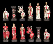 Figurines D'Échecs Set - Croisé Blanc Et Rouge - Chevalier Moyen Âge Échec