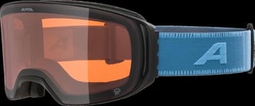 ALPINA ARRIS Q Lunettes de ski OTG effet miroir, contrastées et polarisées, avec protection UV 100% pour adultes, noir/bleu mat, taille unique