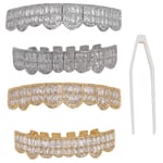 Teeth Set Hip Hop Teeth Grills Iced Out Teeth Decoration For Men Women(Golde HEN