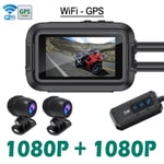 Dual 1080P Motorcycle DVR Full Body Waterproof Moto Camera Wifi GPS Dash Cam