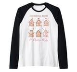 Gingerbread Kisses & Christmas Wishes Cute Gingerbread House Raglan Baseball Tee