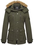 Wantdo Femme Manteau Hiver Chaud Veste Epaisse Manteau à Capuche en Fausse Fourrure Blouson Hiver Chaud Parka Hiver Chaude Multi-Poche