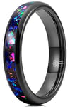 Three Keys Jewelry Women Wedding Bands 4mm Tungsten Galaxy Colourful Color Stones Carbide Ring Real With Jewels Polished Infinity Unique for Her Black Size 9.5