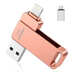 256 Go Cle USB 3.0 pour iPhone Apple Certifié,Vackiit Clé USB C Lightning Photo Stick Flash Drive Stockage Externe Mémoria pour iPad Mac iOS Android PC avec MFI Type C