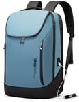 BANGE Sac à dos professionnel intelligent étanche pour ordinateur portable de 15,6" avec port de charge USB, sac à dos de voyage durable (bleu clair(trois poches))