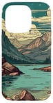 Coque pour iPhone 14 Pro Rocky Mountain Lake Vintage Paysage graphique