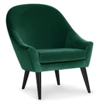 Fauteuil Scandinave Velours "Ulla" 88cm Vert