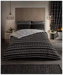 GC GAVENO CAVAILIA Poly Cotton Bedding Sets, Seb Stripe Duvet Cover King Size Comforter Quilt Covers, Black