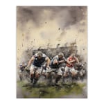 Rugby Mud Bowl Pushing Forward Action Painting For Him Fan Man Cave Unframed Wall Art Print Poster Home Decor Premium