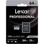 Lexar Microsdxc Carte 64GB Livre 1066x UHS-I U3 Silver